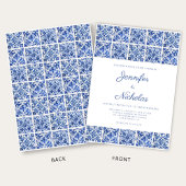 Elegante mediterrane blaue Tiles Wedding Einladung