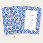 Elegante mediterrane blaue Tiles Wedding Einladung