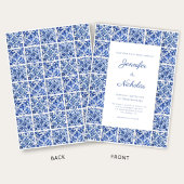 Elegante mediterrane blaue Tiles Wedding Einladung