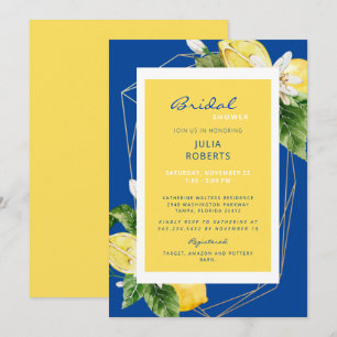 Elegante mediterrane blaue und gelbe Brautparty Einladung