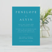 Elegante mediterrane Blue Simple Wedding Einladung (Stehend Vorderseite)