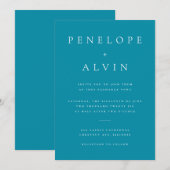 Elegante mediterrane Blue Simple Wedding Einladung (Vorne/Hinten)