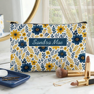 Elegante mediterrane Blumen-Kosmetiktasche Zubehörtasche