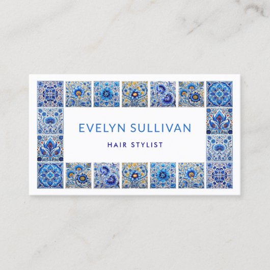 Elegante mediterrane Fliesen-Visitenkarte Visitenkarte (Vorderseite)