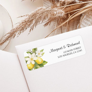 Elegante mediterrane Lemon Hochzeit-Rücksendeadres