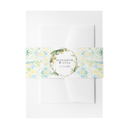 Elegante mediterrane Monografie Hochzeit Einladungsbanderole (Vorderseite Beispiel)