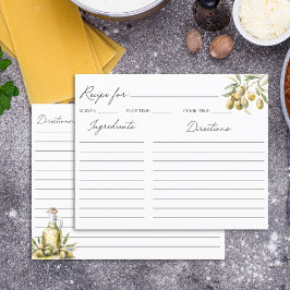 Elegante mediterrane Olivenfamilienrezeptkarte