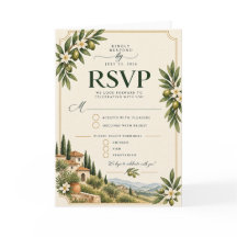 Elegante mediterrane Olivenzweig-Hochzeits-RSVP-Ka