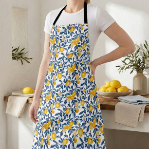 Elegante mediterrane Zitronen-Allover-Druck-Schürz Schürze