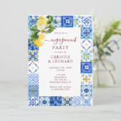 Elegante mediterrane Zitronen-Verlobung Einladung (Stehend Vorderseite)