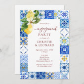 Elegante mediterrane Zitronen-Verlobung Einladung (Vorne/Hinten)