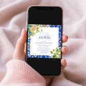 Elegante mediterrane Zitronenblumenkolorpel Dusche Einladung