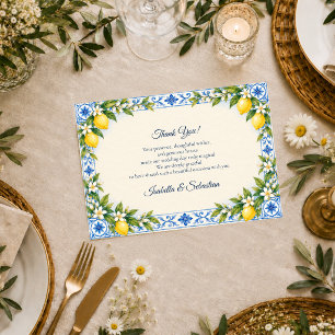 Elegante mediterrane Zitronenhochzeit Dankeskarte