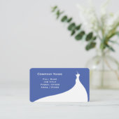 Elegante Medium Blue Wedding Dress Business Card Visitenkarte (Stehend Vorderseite)