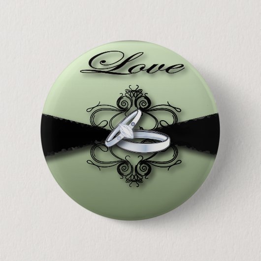 elegante Meeresfrüchte und schwarze Hochzeit Button (Vorderseite)