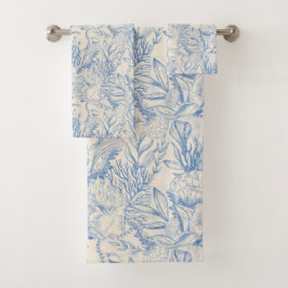 Elegante, meeresgrüne Leinwand Badhandtuch Set