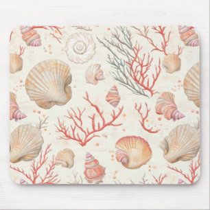 Elegante Meeresmuscheln & Korallenzweig Mousepad
