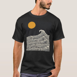 Elegante Meereswellen unter dem Mond T-Shirt