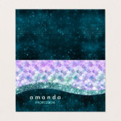 elegante Meerjungfrau irisierende Imitate Glitzer  Visitenkarten (Außenseite Aufgefaltet)