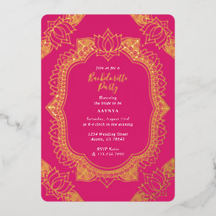 Elegante Mehndi-Junggesellinnenparty Gold Folieneinladung