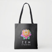 Elegante mehrfarbige Lotus-Blume auf schwarz Tasche (Vorderseite)