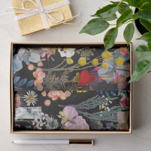 Elegante mehrfarbige Wildblume Collage Seidenpapier (Geschenk)