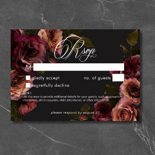 Elegante, melancholische, gedämpfte, rostrote, bur RSVP karte