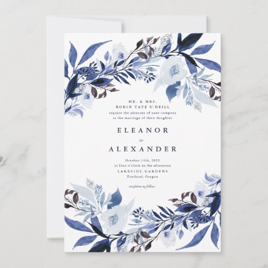 Elegante Melange Floral Wedding Einladung (Vorderseite)