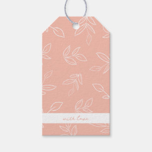 Elegante Melone Pink Boho Blätter Muster Geschenkanhänger