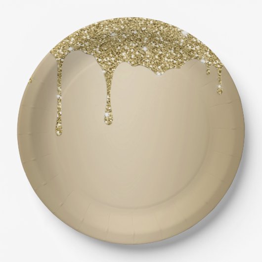 Elegante Melting Gold Glittery Glam Pappteller (Vorderseite)