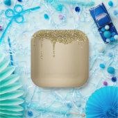 Elegante Melting Gold Glittery Glam Pappteller (Party)