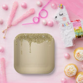 Elegante Melting Gold Glittery Glam Pappteller (Party)