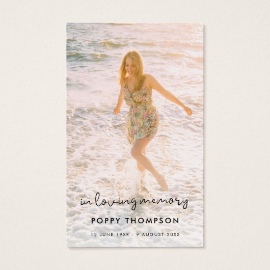 Elegante Memorial | Beerdigung Gefallen-Karte (Vorderseite)