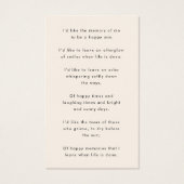 Elegante Memorial | Beerdigung Gefallen-Karte (Rückseite)