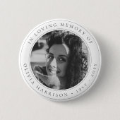 Elegante Memorial | Beerdigung Gunst Schwarz und W Button (Vorderseite)
