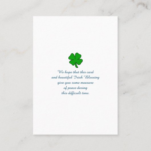 Elegante Memorial Funeral Sympathy Card Visitenkarte (Rückseite)