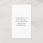 Elegante Memorial Sympathy Card Visitenkarte (Rückseite)