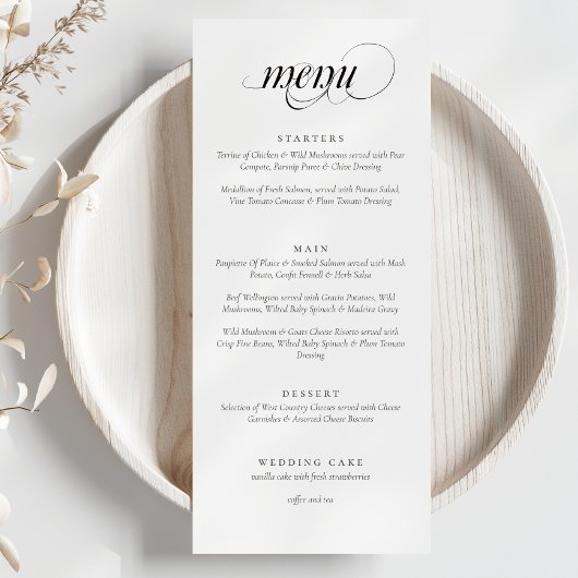 Elegante Menu Calligraphy Wedding Menükarte