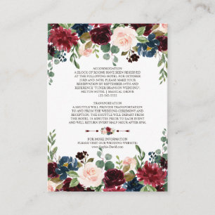 Elegante Merlot Navy Blumenzwiebeldetails Begleitkarte
