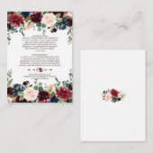 Elegante Merlot Navy Blumenzwiebeldetails Begleitkarte (Vorne/Hinten)