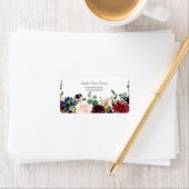 Elegante Merlot Navy Blütenhochzeit Adressaufkleber (Insitu)