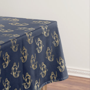 Elegante Mermaid Navy Metallic Gold Theme Party Tischdecke