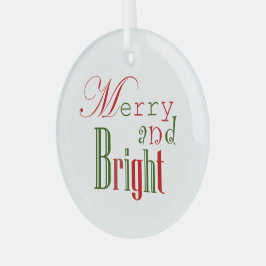 Elegante "Merry and Bright" Rot, grüne Weihnachten Ornament Aus Glas