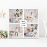 Elegante Merry & Bright 4 Foto Ferienkarte Feiertagskarte<br><div class="desc">Einfache und elegante Urlaubskarte mit individuellem Foto auf der Rückseite. Für eine weiter gehende Anpassung dieses Designs,  klicken Sie bitte auf den Link Weitere anpassen,  um den Schriftart,  Größe,  Farbe,  etc. zu ändern.</div>