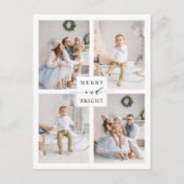 Elegante Merry & Bright 4 Foto Holiday Postcard Postkarte (Vorderseite)
