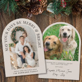 Elegante Merry Bright Arch Foto Weihnachtskarte Einladung