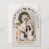 Elegante Merry Bright Arch Foto Weihnachtskarte Einladung (Vorderseite)
