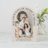 Elegante Merry Bright Arch Foto Weihnachtskarte Einladung (Stehend Vorderseite)