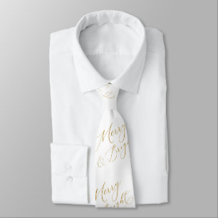 Elegante Merry & Bright Gold Schrift Krawatte