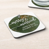 Elegante "Merry & Verheiratet" Weihnachtsschmuck Getränkeuntersetzer (Linke Seite)